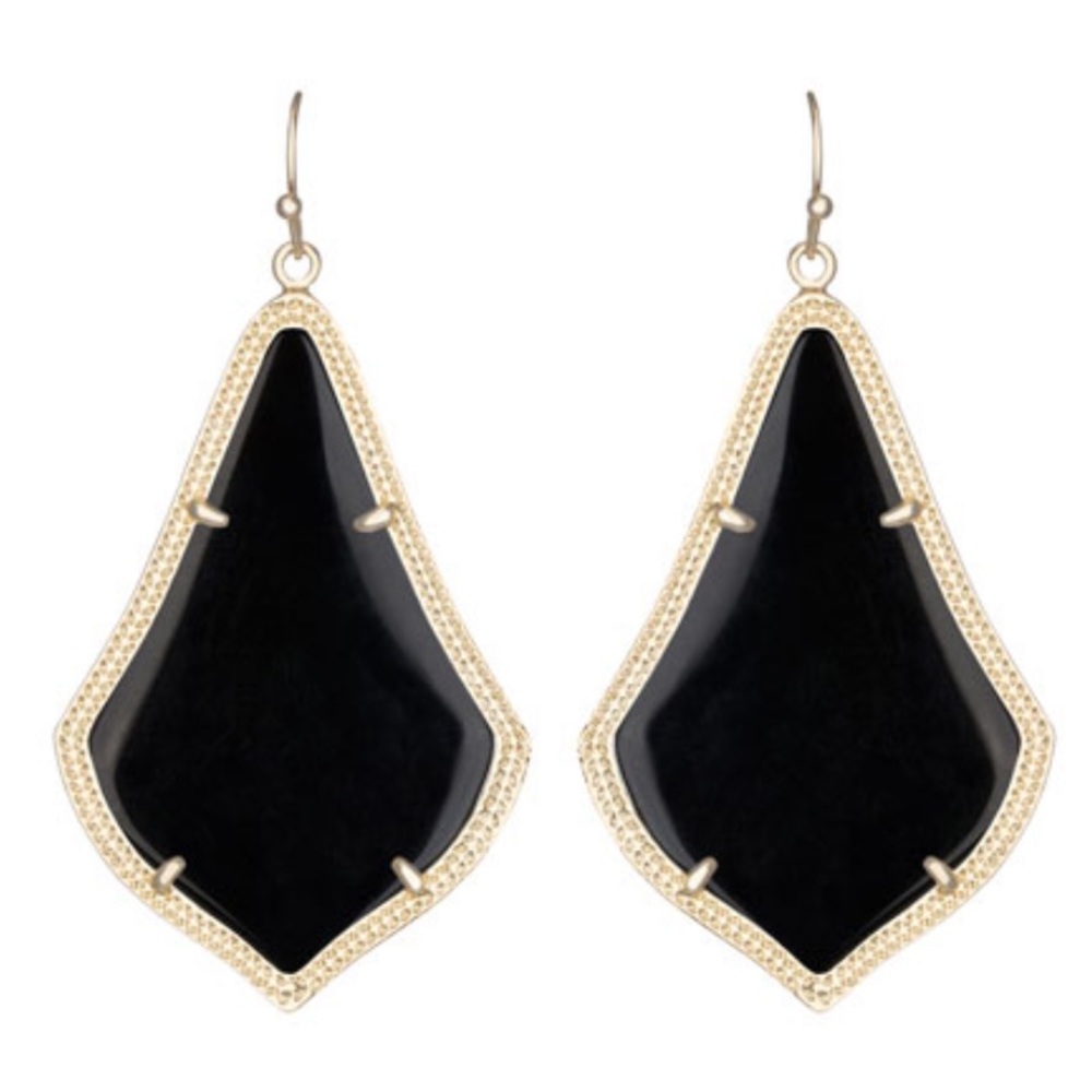 Kendra Scott Alexandra earrings. Black stones set in gold hardware